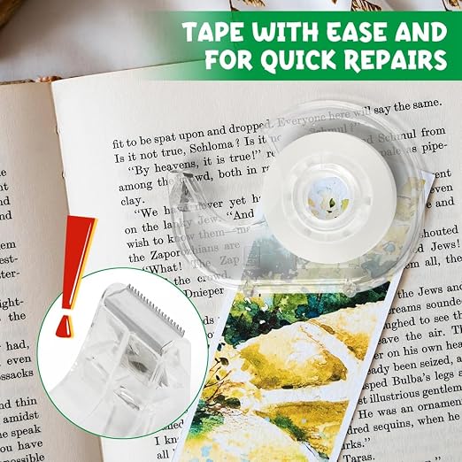Clear Tape 12 Pack Transparent Tape Bulk with Dispensers gift wrapping | Tape Bulk, 7/10 X 1000 Inches, Glossy Office Tape for School Store