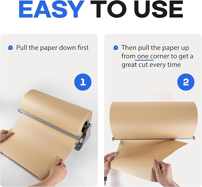 IDL Packaging 24" Kraft Paper Roll Dispenser & Cutter, Tabletop | for Rolls up to 24" Wide and 9" in Diameter – Reinforced Steel Paper Holder with a Cutter for Kraft, Butcher & Freezer Papers