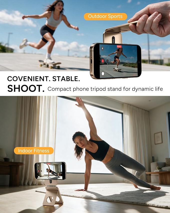 1ST IDEA for Magsafe Tripod, Tripod for iPhone Lightweight Aluminum Alloy & Angle Adjustment & Strong Magnets iPhone Tripod Stand Compatible with 17/16/15/14/13/12 (Included Metal Ring)