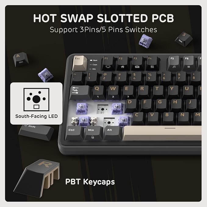 RK ROYAL KLUDGE S98 Wireless Mechanical Keyboard w/Smart Display & Knob | 96% RGB Wireless Gaming Keyboard BT/2.4G/USB-C, Hot Swappable Custom Keyboards, Creamy Sound Silent Computer Keyboard