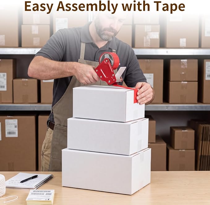 RLAVBL 30 Pack Shipping Boxes Assorted Sizes 8x6x4 & 9x6x4 & 10x7x5, White Corrugated Cardboard Mailers for Packing, Mailing, Business