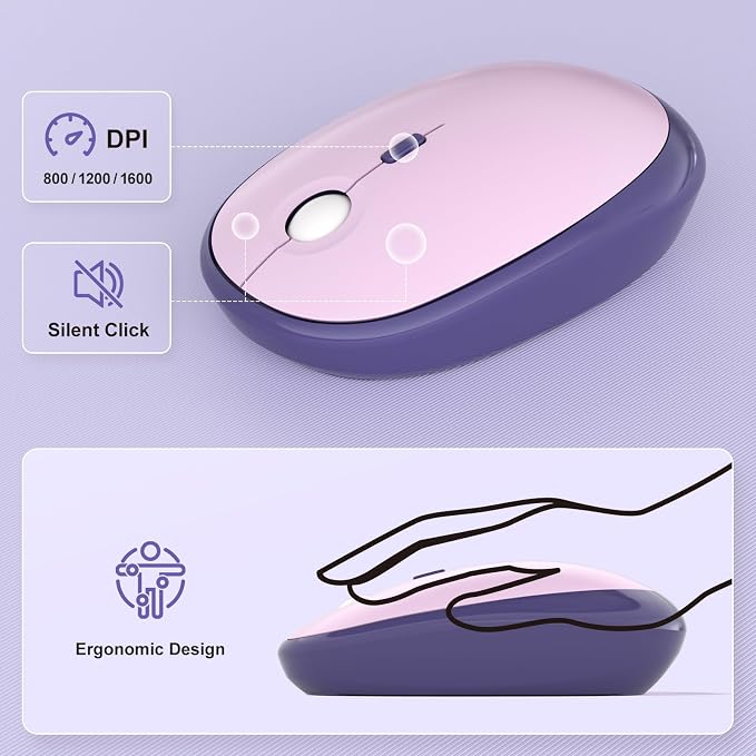 MOFII Wireless Keyboard and Mouse Combo,2.4G Typewriter Keyboard Quiet Mice | Retro Full Size Computer Keyboards, Cute Mouse, USB Dongle Plug and Play, for PC,Laptop,Desktop,Windows (Purple Gradient)