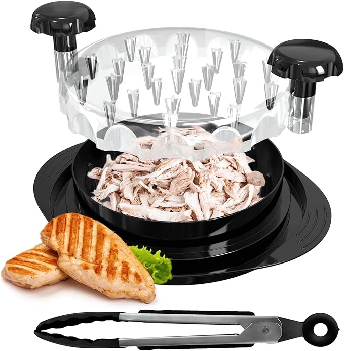 Chicken Shredder Tool, Large Meat Shredder with Handle, Easy Twist Chicken Breast Shredder, BPA Free, Fast & Effortless Shredding for Chicken, Pork & Beef, Includes Cleaning Brush & Fork