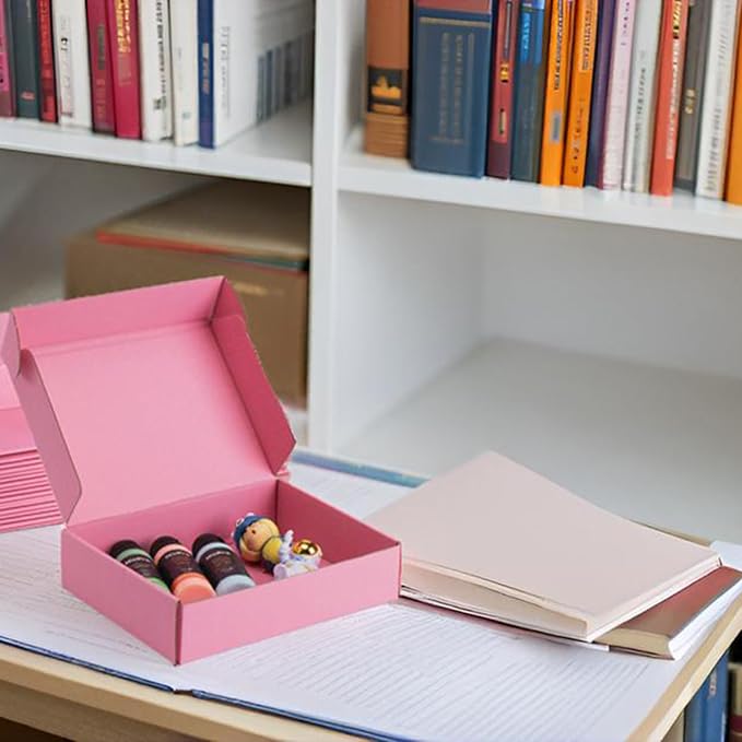 9x6x2 inch Pink Shipping Boxes for Small Business- Set of 25 | Sturdy ECT 32 Corrugated Cardboard Mailer Boxes, Easy Assemble for Packaging, Mailing, Gift