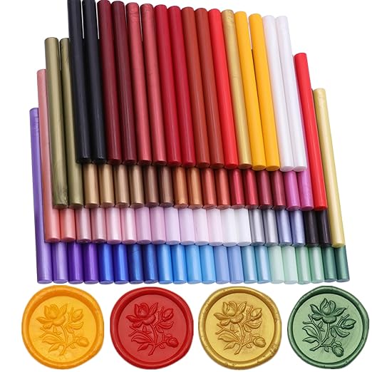 100 Pcs Sealing Wax Sticks for Wax Seal Stamp, Assorted Color Sealing Wax Glue Gun WaxSeal Sticks Mini WaxGun Stick, Mixed Colors WaxSeal Kit Great for Wedding Invitations (100A)
