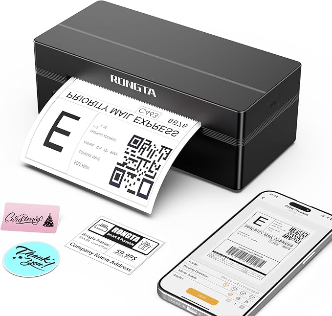 Rongta Bluetooth Thermal Shipping Label Printer, Wireless 4x6 Label Printer for Shipping Packages&Small Business, Compatible Windows/Mac/Android/iOS, Support USPS, UPS, Etsy, Shopify, RP425