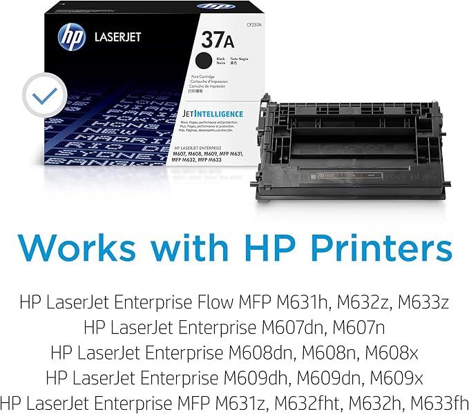 HP 37A Black Toner Cartridge | Works LaserJet Enterprise M607,M608,M609 Series,LaserJet Enterprise MFP M631,M632,M633 Series | CF237A,(Pack of 2)