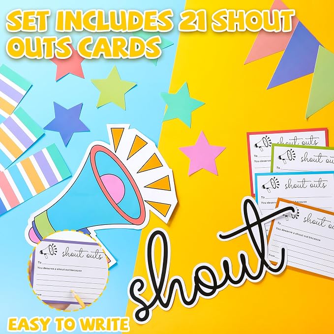 Mooliwe Staff Shout Out Bulletin Board Decor Set, Colorful Employee Recognition Bulletin Board Kit with 21 Appreciation Cutouts, for Office School Classroom Wall Door Decor Supplies