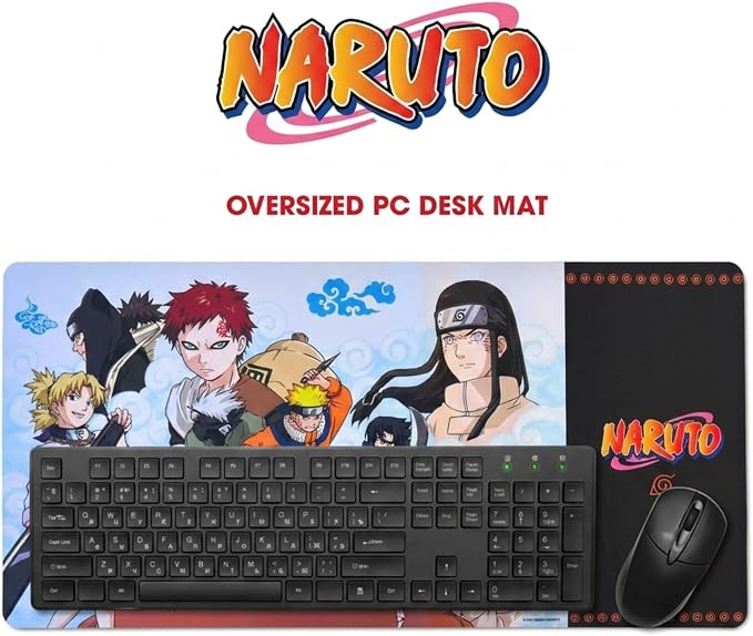 Naruto Large Gaming Mouse Pad 31"x15" XL Computer Desk Mat, Anime Keyboard | Oversized 31x15in Naruto anime gaming mouse pad, smooth fabric top, stitched edges, non-slip rubber base.