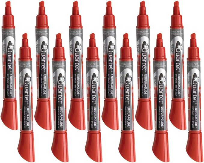 Quartet Dry Erase Markers, Whiteboard Markers, Chisel Tip, EnduraGlide, White Board Dry Erase Pens for Teachers, Home School & Office Supplies, Red, 12 Pack (5001-4M)