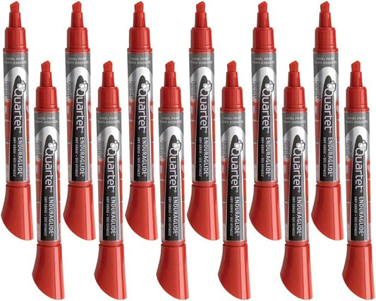 Quartet Dry Erase Markers, Whiteboard Markers, Chisel Tip, EnduraGlide, White Board Dry Erase Pens for Teachers, Home School & Office Supplies, Red, 12 Pack (5001-4M)