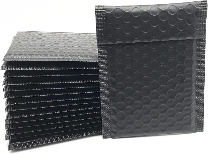5x7 Inch Black Poly Bubble Mailers Small Self-Sealing Shipping Bags 100Pack | Waterproof Packaging Padded Envelopes
