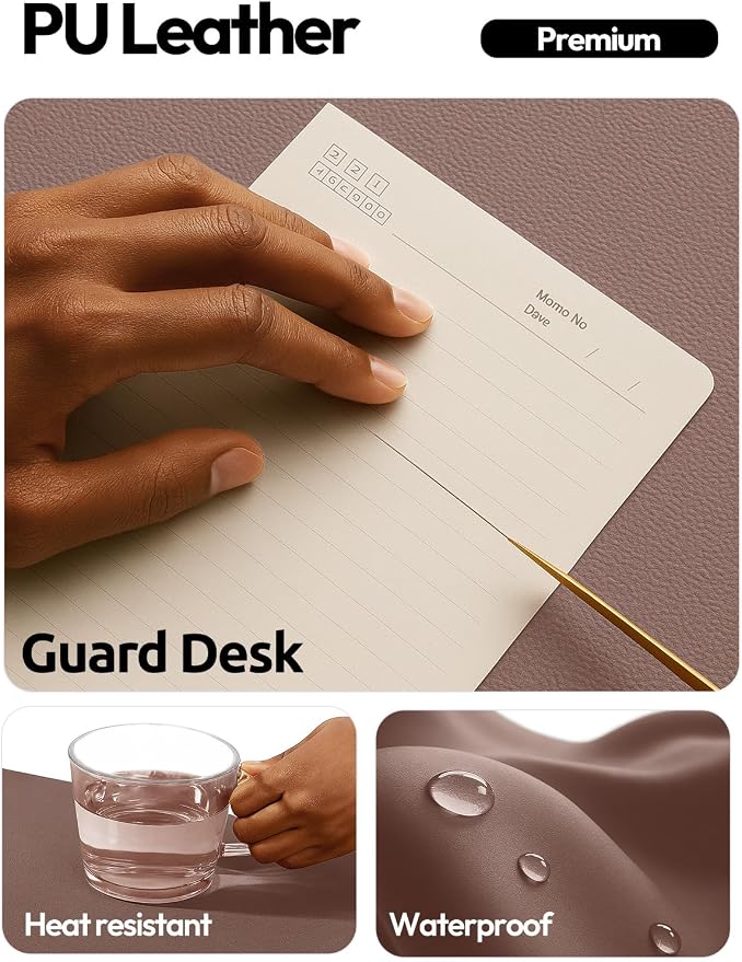 YSAGi Leather Desk Protector, Office Mat, Large Mouse Mat, Non-Slip PU Leather Blotter, Laptop Desk Mat, Waterproof Writing Pad for Office and Home(Chocolate, 42" x 17.2")