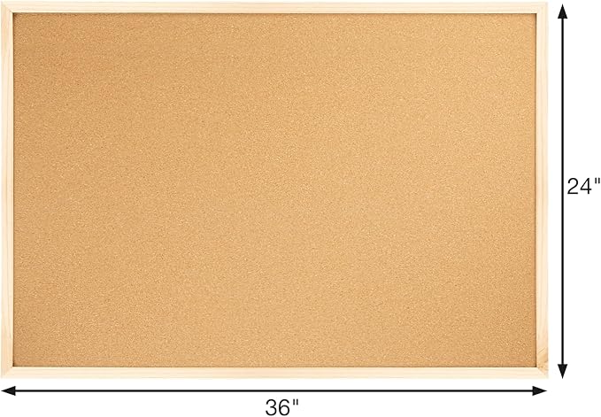 OWLKELA Cork Bulletin Board, 24" x 36",Wood Oak Frame | Decorative Hanging Pin Board, Ideal for Home Office Classroom, School and Dorm