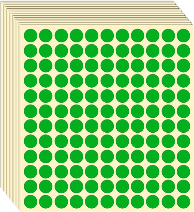 1980 Pcs Dot Stickers 1/2 Inch Green Color Circle Round Stickers Small Code Labels for Office Shop Yard Sale Home Marking (Green, 1/2" (13mm))