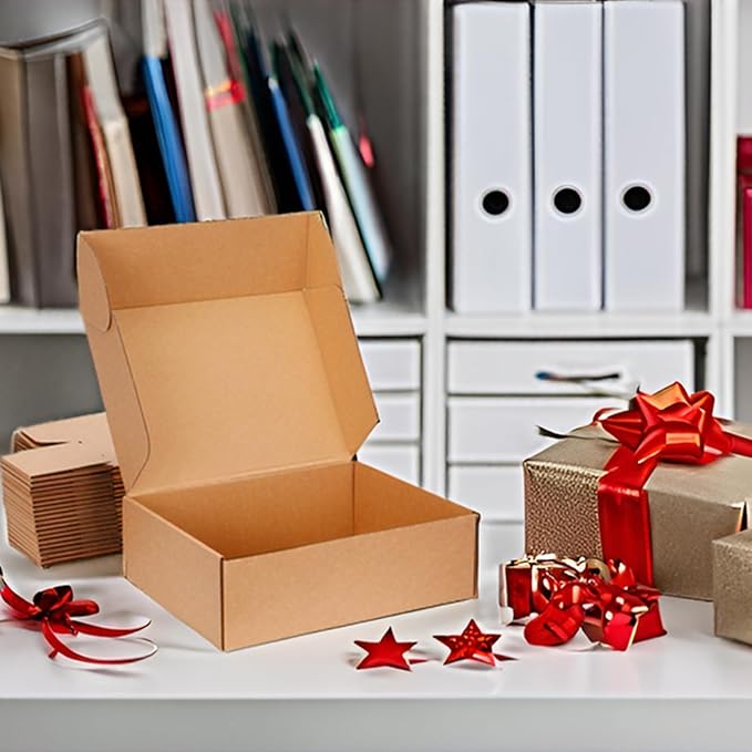Small Shipping Boxes 10x8x3 Inches - Kraft Brown Corrugated Cardboard Boxes (20-Pack) for Mailing, Packing, Small Business & Gift Packaging - Recyclable & Sturdy