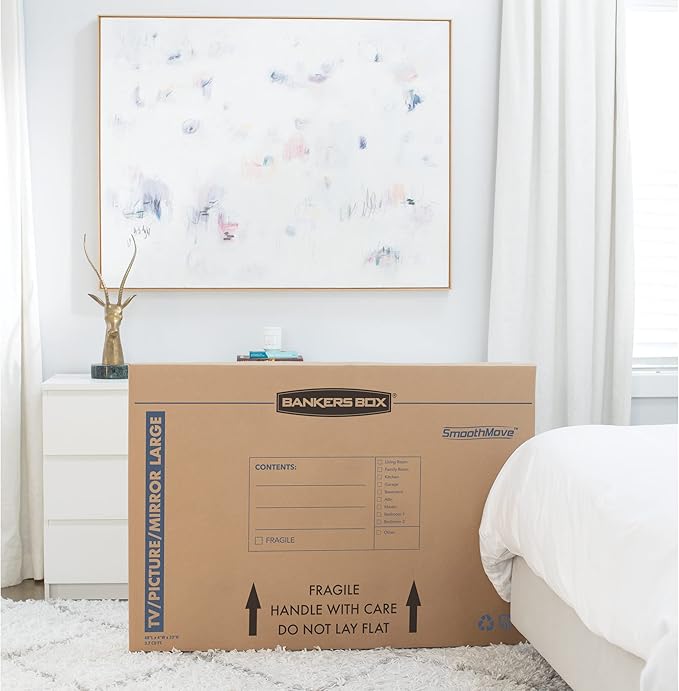 Bankers Box Large, Up to 55" TV/Picture/Mirror, Moving Box 4 Pack, 48-In x 4-In x 33-In (7711301)