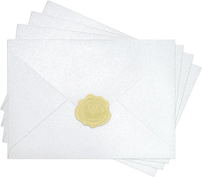50 PCS Pearl white 4x6 Envelopes for Invitations, A4 Wedding Envelopes | white Shimmer Envelopes for Invitation,Perfect for Wedding Invitation Cards,Birthday RSVP Invite,4.25 x 6.25 inches