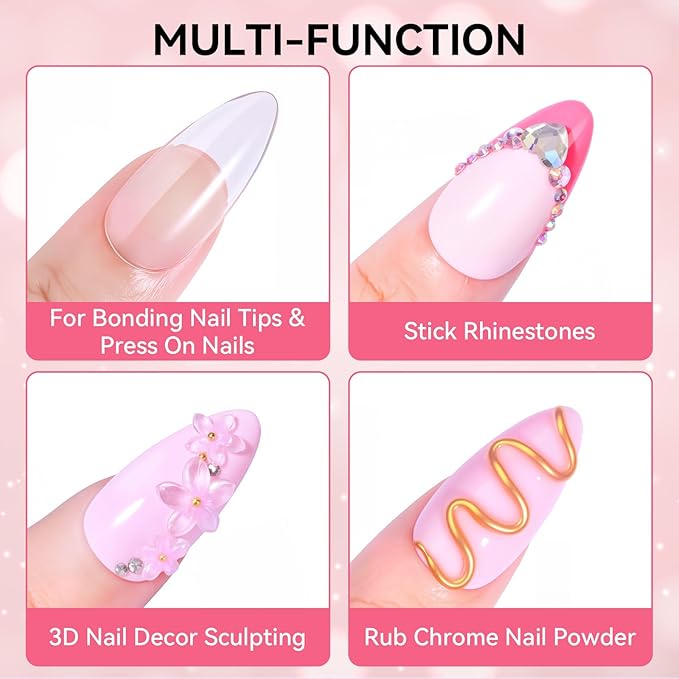Makartt Solid Nail Glue Gel for Press on Nails: Strong Gel Nail Glue for Fake Nails, Long Lasting Clear Hard 3D Sculpting Gels for DIY Home and Salon Use 15ML UV Light Cured
