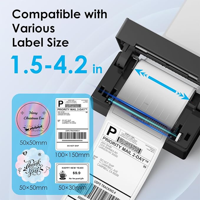 KNAON Bluetooth Thermal Shipping Label Printer 4x6 for Small Business,Black | High-Speed Thermal Label Printer, Perfect for Home, Office & Small Biz, Ideal for Etsy, Shopify, USPS,Includes 10 Test Sheets
