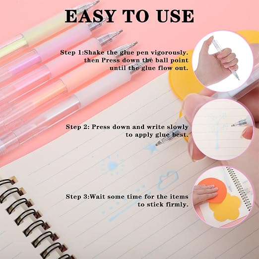 24Pcs Quick Dry Glue Pen, Ballpoint Roller Glue Pen Tacky Glues Pens | Apply Glues Like Writing, Easy Precise Control, Fine Tip, Classroom Supplies, for Craft Scrapbook, Card Making