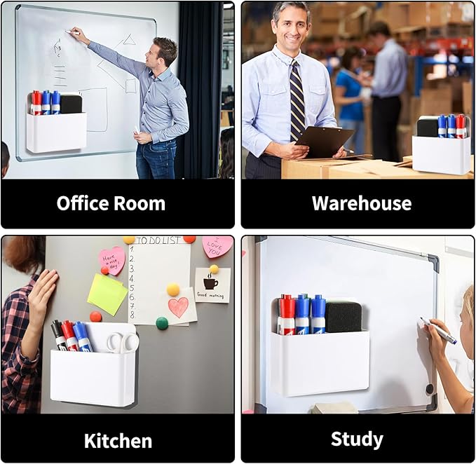 Camelmother 2Magnetic Marker Holder For Whiteboard Dry Erase Marker Holder For Office Refrigerator Fridge Classroom Must (White)