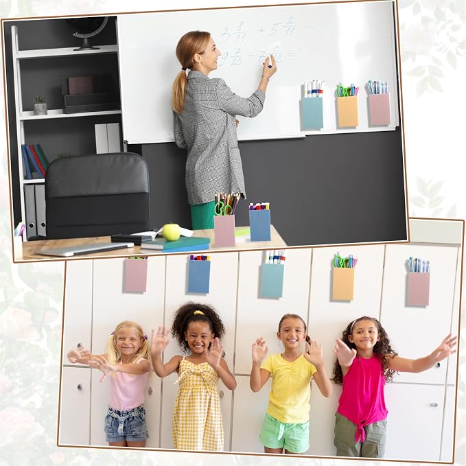 gisgfim 6 Pcs Classroom Magnetic Storage Boxes Magnetic Storage Containers Plastic Dry Erase Marker Holder Plastics Pen Holder for Refrigerator Whiteboard Home Office School Organizer Supply (Boho)