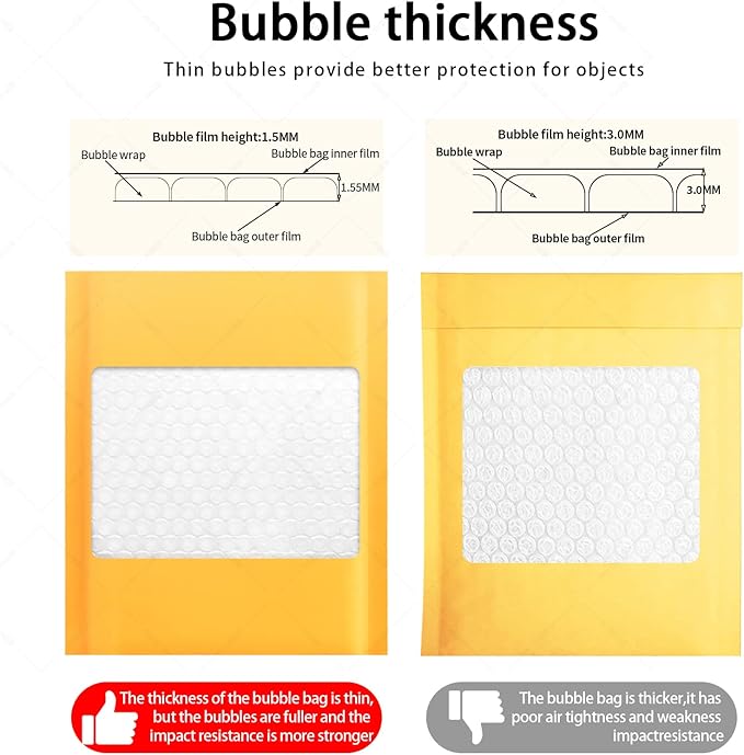 DaSen Kraft Bubble Mailers 8.5x11 Inch 50 Pcs,Small Self-Sealing Mail Shipping Bags,Yellow Padded Envelopes #2