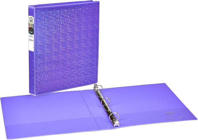 Avery® Holographic 3 Ring Binder, 1" Round Rings, 1 Violet Binder | For School, Home and Project Organization, Holographic 3D Rainbow Cover, Customizable Insertable Spine, Nonstick Pockets