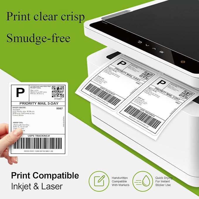 4" x 5 4 Per Page Shipping Labels, 400 Labels (100 Sheets), Inkjet & Laser Printer Compatible