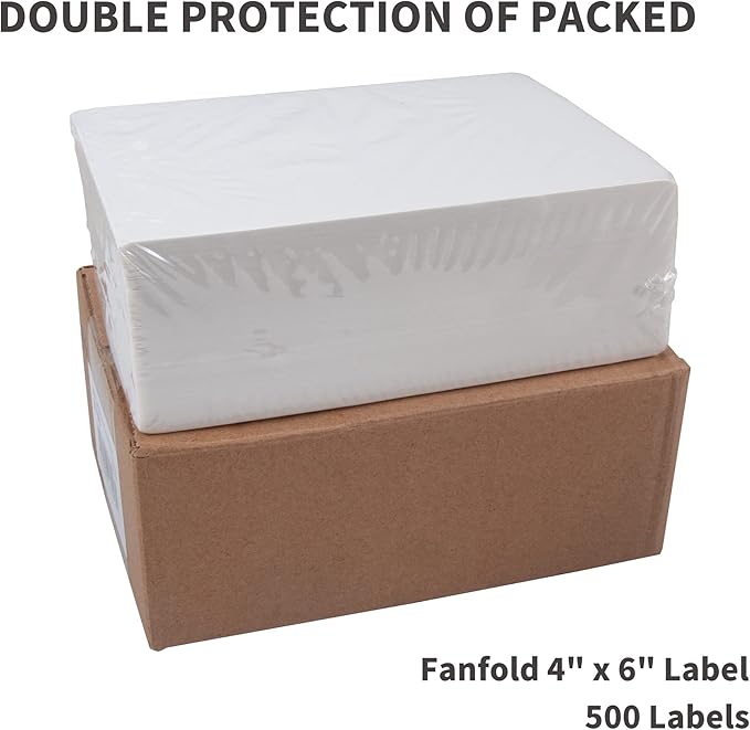 L LIKED 4x6 Direct Thermal Labels, 500pcs Perforated Fanfold, Compatible Zebra & Rollo Printers (Pack of 2)