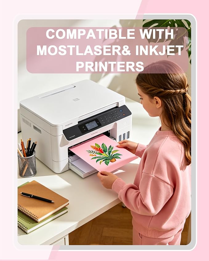 WritePads Veritas Colored Copy Paper, Pink Colored Printer Paper 8.5” x 11”, 20 lb / 75 GSM, 200 Sheets (1 Reams) Computer Paper, Multi-Purpose paper, Made in USA