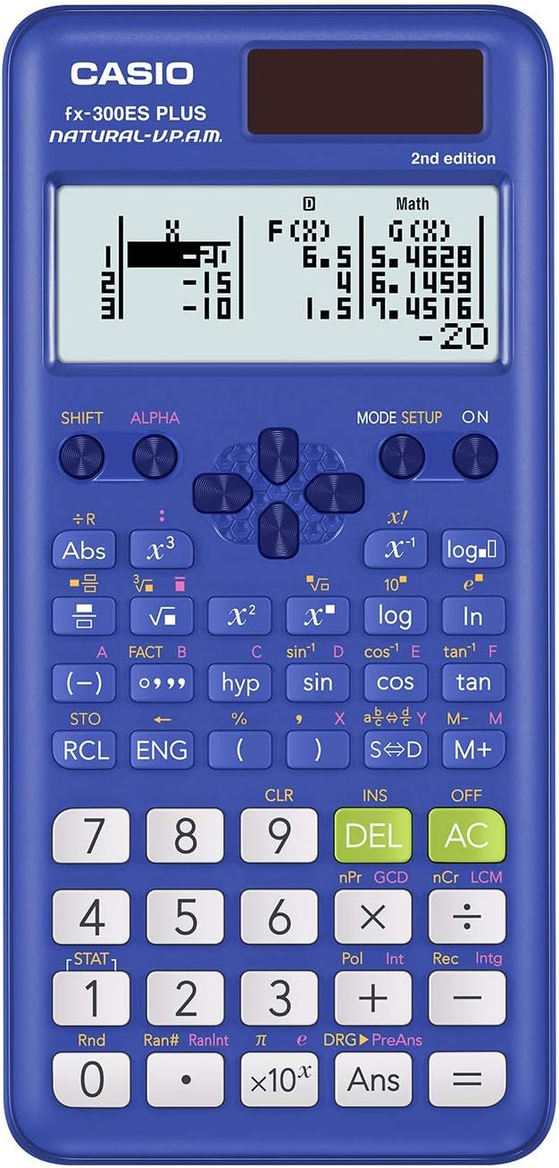 Casio fx-300ES Plus 2nd Edition – Standard Scientific Calculator | 262 Functions, Natural Textbook Display℠ | Ideal for Middle School, High School Math, Statistics & Algebra | Blue