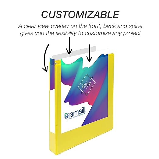 Samsill Durable 1 inch 3 Ring Binder, D Ring Binder, 100% Recycled Chipboard, Yellow