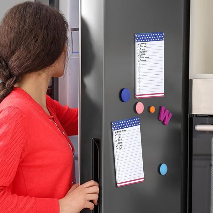 4 Pack Magnetic Notepads for Refrigerator,Grocery List Large Magnet Pad for Fridge,Full Magnet Design Magnetic Memo Pads for Grocery List, Shopping List, To-Do List (7.5 x 3.5 inch, 4×50 Sheets)