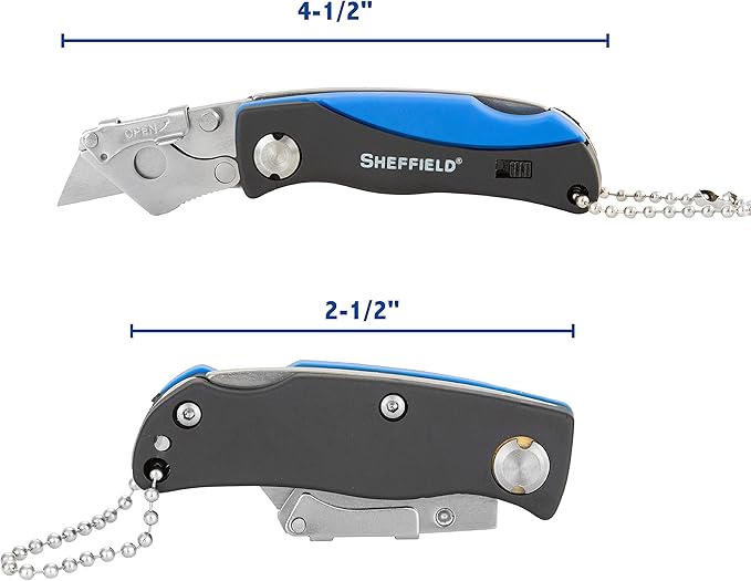 Sheffield Mini Box Cutter, Mini Utility Knife Aluminum Handle, Accepts Mini Utility Blades, Keychain Knife for Home, Office, Trades, and Warehouse