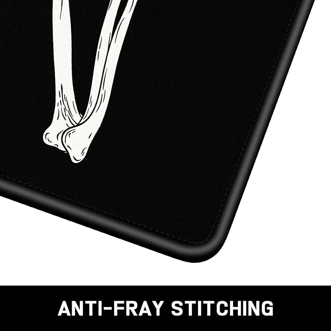 Mouse Pad, Minimalism Marble Style Computer Pad, Anti-Slip Rubber Mouse Mat with Stitched Edges for Gaming, Office, Laptop, PC, Women, 9" x 8" Thick 3 mm, Black Skull