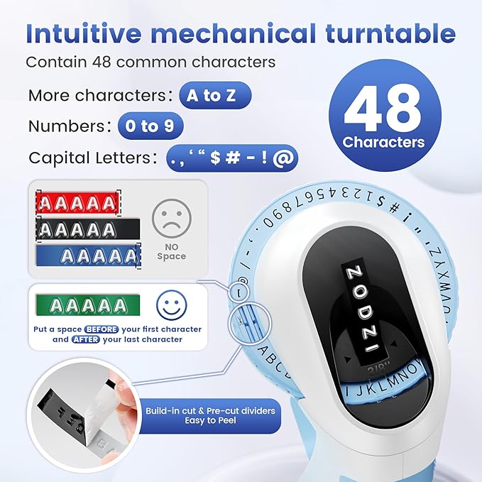 Zodzi Embossing Label Maker,Vintage Embossed Label Maker Machine with Tapes,Manual Retro Labeler,Old School Embosser with 3D Tapes for Home Office Kids DIY Craft Scrapbook Supplies Junk Journal Kits