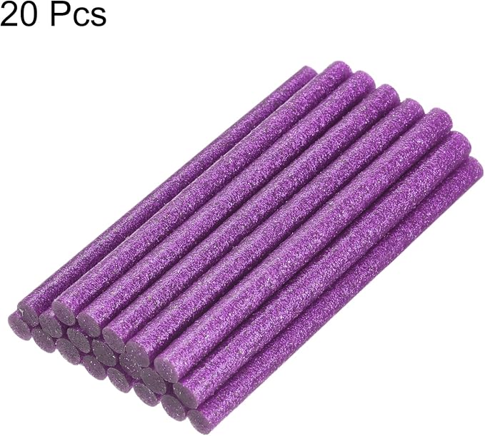 uxcell 20pcs Hot Glue Sticks for Glue Gun 11mm/0.43-inch x 4-inch Mini Hot Melt Adhesive Glue Stick Glitter Purple