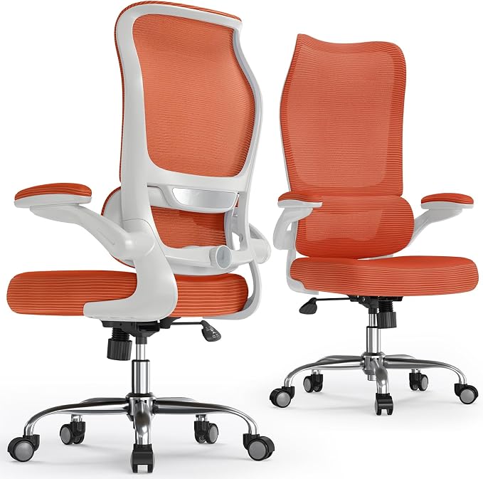 TRALT Office Chair Ergonomic Desk Chair - Gaming Chair with Lumbar Support | 330 LBS Home Office Desk Chairs , Reading Chair with Flip-up Armrests, Comfortable Computer Chairs (1, Orange)