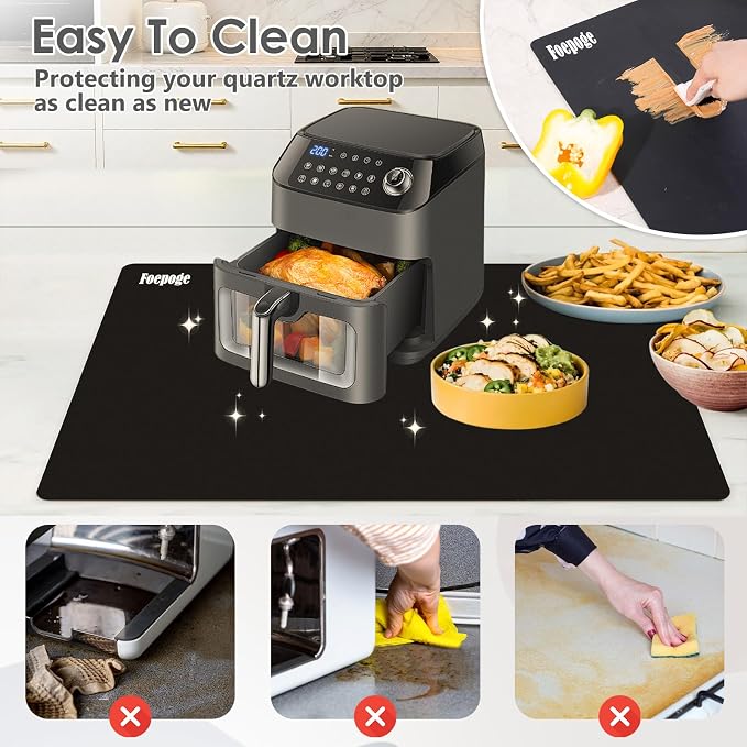 Extra Large Silicone Mat for Resin 36.2" x 24" 2MM Thick Silicone Craft Mat | for Table, Multifunction Silicon Matt for Kitchen Countertop Protector Heat Resistant Placemat by Foepoge(Black)