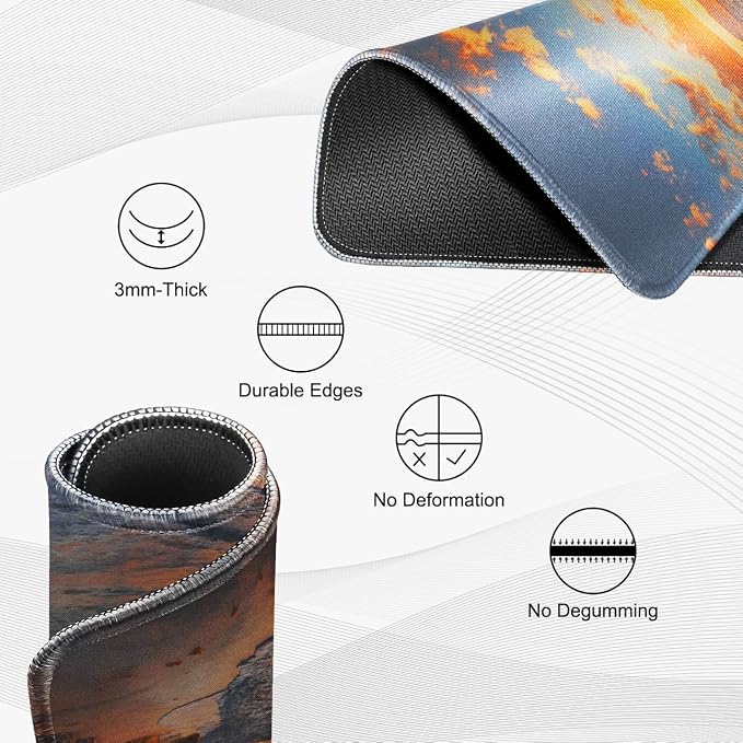 JIKIOU 3 Pack Mouse Pad with Stitched Edge, Portable Size-10.2x8.3in Sunset | Anti-Fray, Comfortable Smooth Lycra Surface, Non-Slip Rubber Base, Machine Washable Fade-resistant, Compatible with All Mice