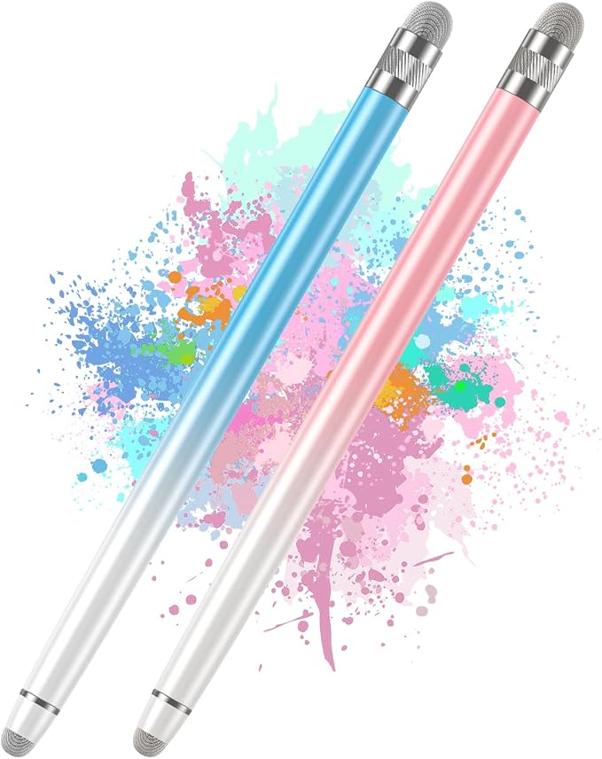 Bopomofo 2PCS Stylus Pen for Touchscreen,High Sensitivity & Precision | Metal Barrel,Fiber Tip,No Charging,Compatible with iPhone iPad Android Microsoft Surface Nintendo Switch Touch Screen