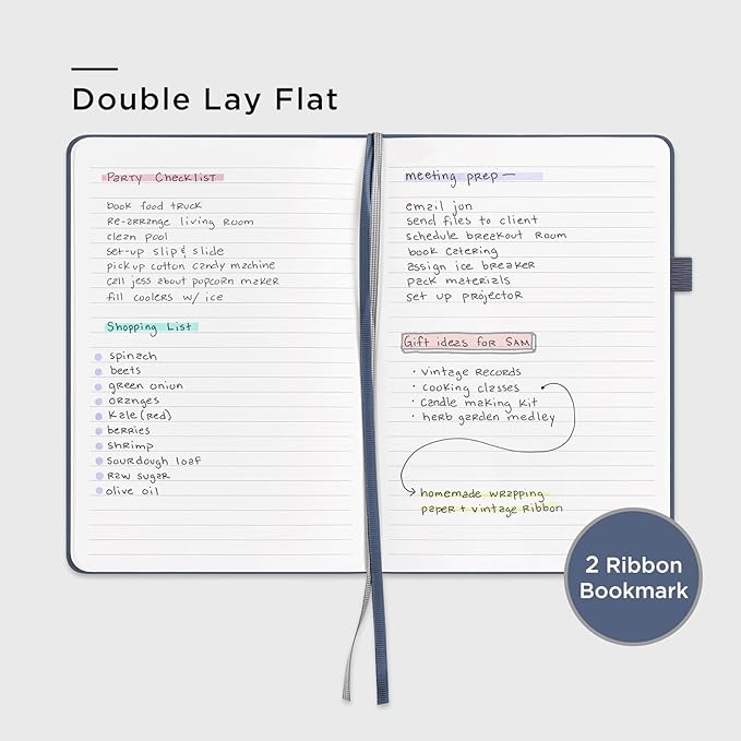 &And Per Se Lined Notebooks Bulk 5-Pack, A5 Hardcover Journal, 160 Pages 100gsm Thick Paper, Classroom Supplies for Students, Teachers, College Ruled Notebooks for School Office (Dark Blue)