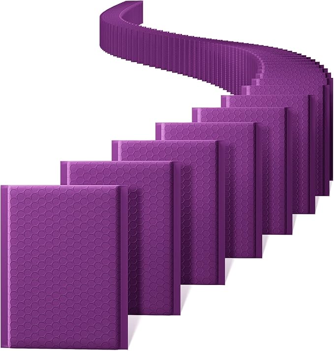 Metronic 6x10" Bubble Mailers 100 Pack Usable Size 6x9" Self-Seal Bubble Mailer Opaque Padded Envelopes Cushioning for Shipping,Small Items,Jewelry Makeup Supplies Violet