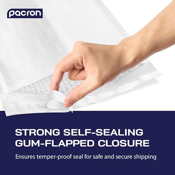 Waterproof Self-Seal Padded Poly Bubble Mailers 9.5x14.5, 200-Pack | Ideal for books, apparel, electronics & beauty products. Lightweight, tear-resistant, cushioned interior protects contents.