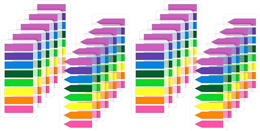 (2000 Pcs) Page Markers Bright Sticky Tabs, Translucent Small Sticky Notes Flags and Arrow Flags, Fluorescent Index Tab Stickers for Notebooks [8 Colors, 10 Sets] (Pack of 2)