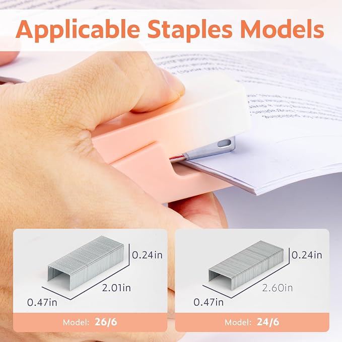 NUSIGN Mini Stapler with 830 Staples, Small Cute Desk Staplers, 25 Sheet Capacity, Pink-White Gradient