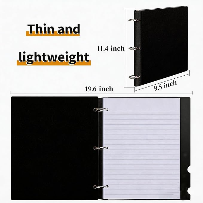 360° Pivotable 3 Ring Binder, Soft 1 inch Binders 3 Ring, Flexible Thin Soft Three Ring Binder Fits 8.5" x 11", for Home, School and Office-Black
