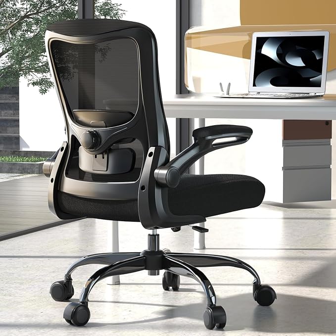 Ergonomic Office Chair for Long Hours, Adjustable Padded Lumbar Support for Lower Back Relief, 330 lb Capacity, Comfortable Computer Desk Chair for Home Office, Work & Study